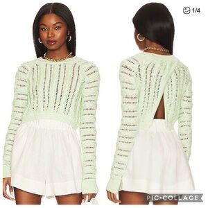 Camila Coelho Mint Cable Knit Sweater
